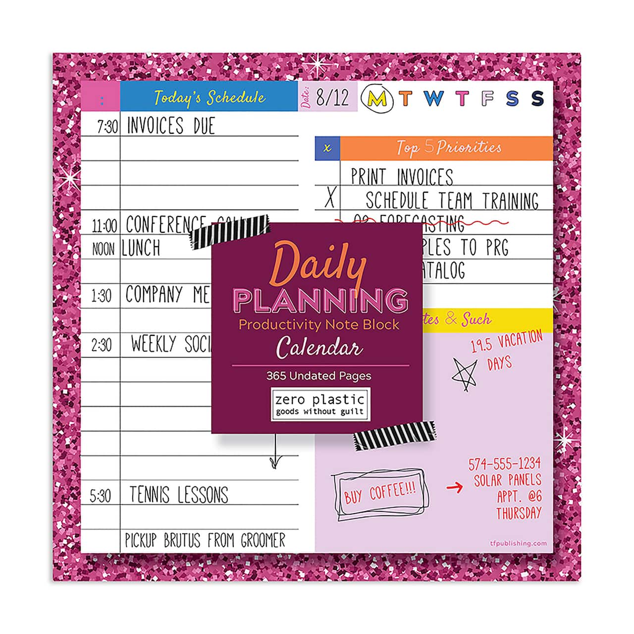 TF Publishing Undated Rainbow Daily Note Block for Productivity &#x26; Lists Desktop